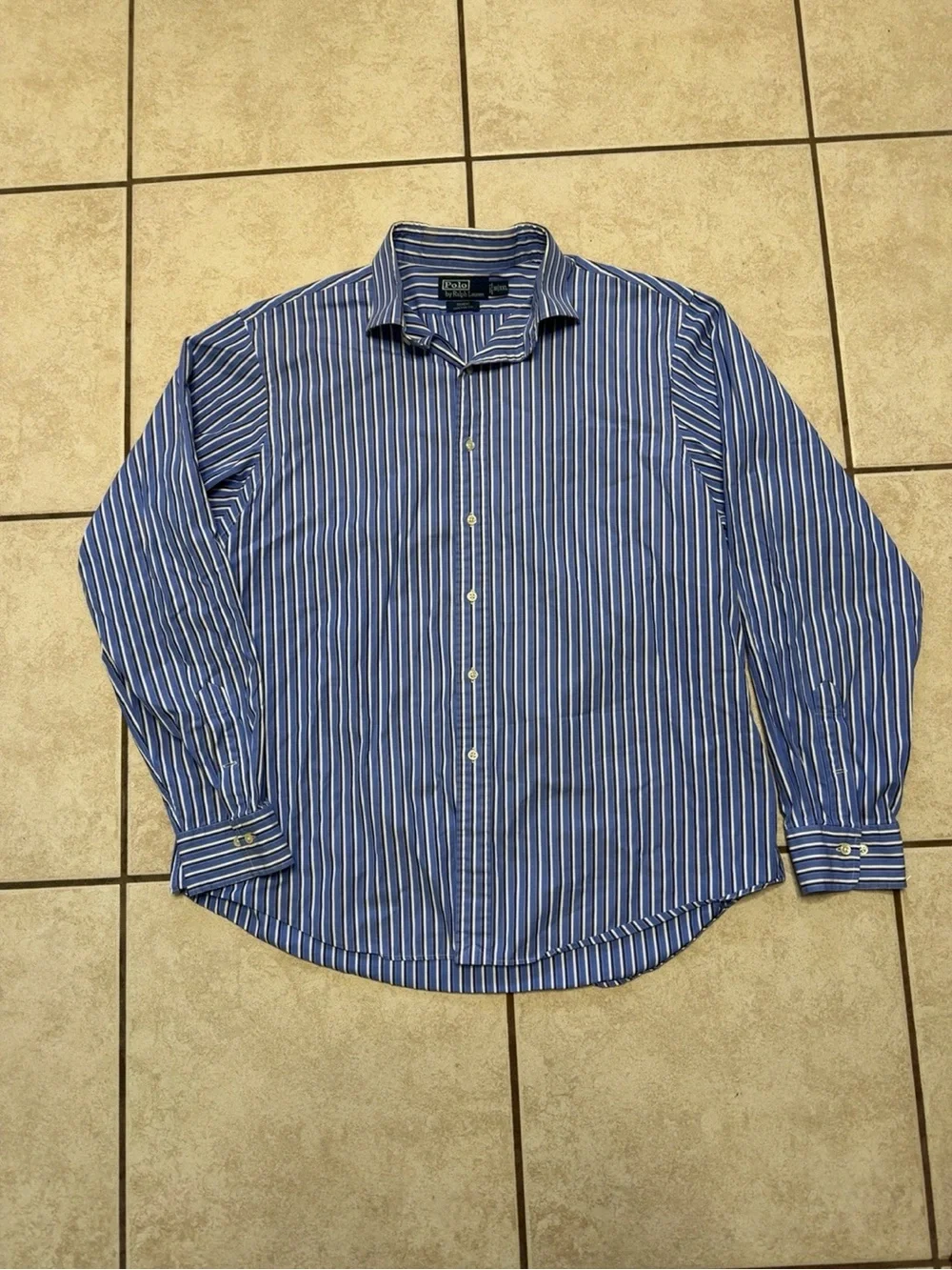 Polo by Ralph Lauren Blue and White Stripe Dress Shirt